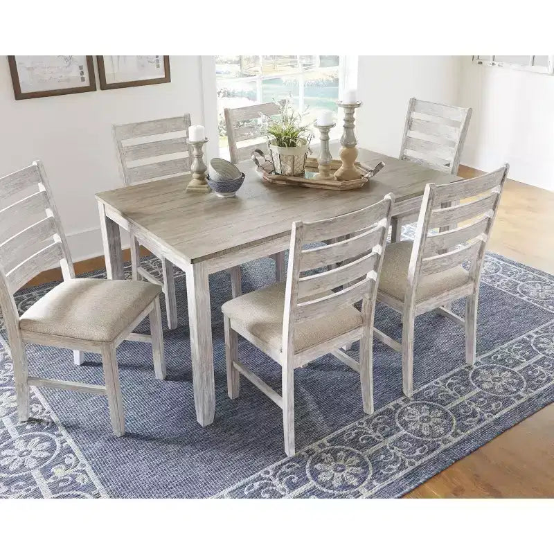 Signature Design by Ashley Ensemble de table de salle à manger Skempton, 7 pièces, brun clair : table rectangulaire moderne, 6 places, non extensible