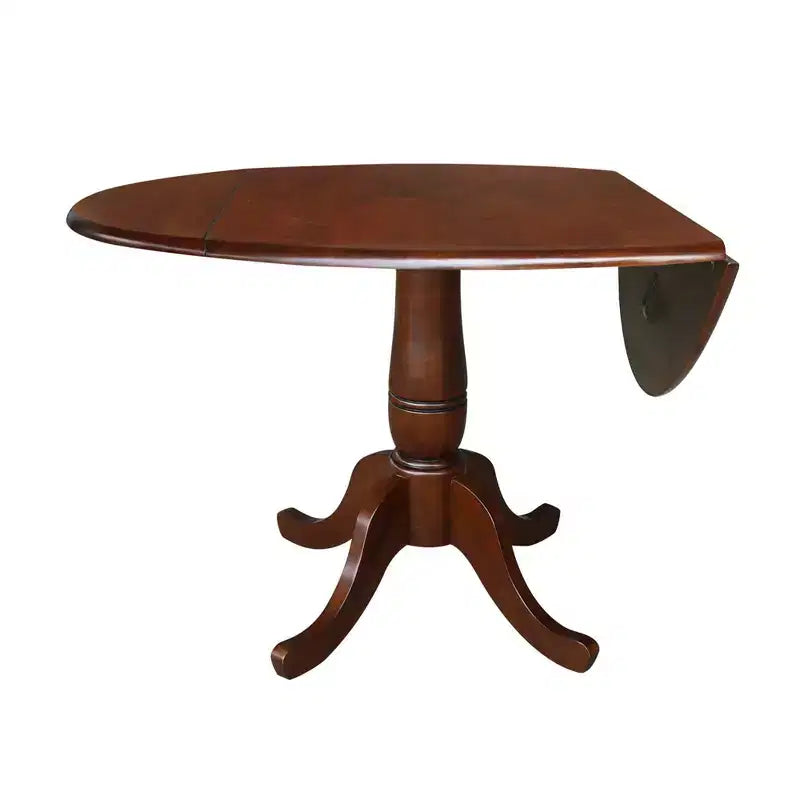 International Concepts Table de salle à manger extensible ovale moderne 29,5 po Lyla avec socle à double rallonge en feuille rabattable, brun expresso : Table de cuisine pour 4 personnes