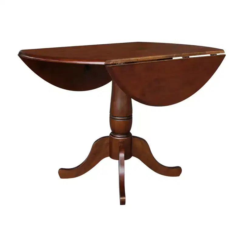 International Concepts Table de salle à manger extensible ovale moderne 29,5 po Lyla avec socle à double rallonge en feuille rabattable, brun expresso : Table de cuisine pour 4 personnes