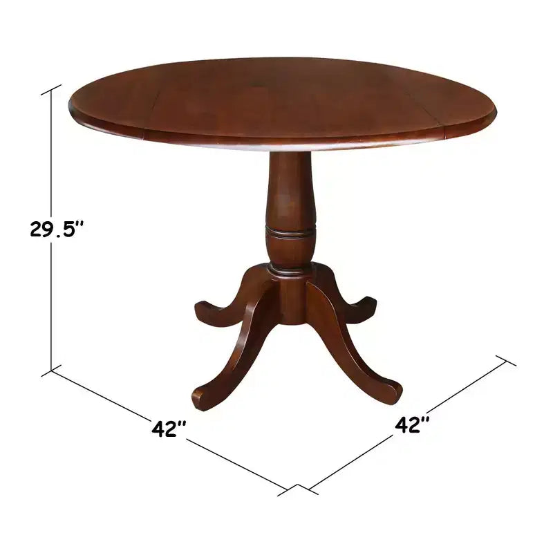 International Concepts Table de salle à manger extensible ovale moderne 29,5 po Lyla avec socle à double rallonge en feuille rabattable, brun expresso : Table de cuisine pour 4 personnes