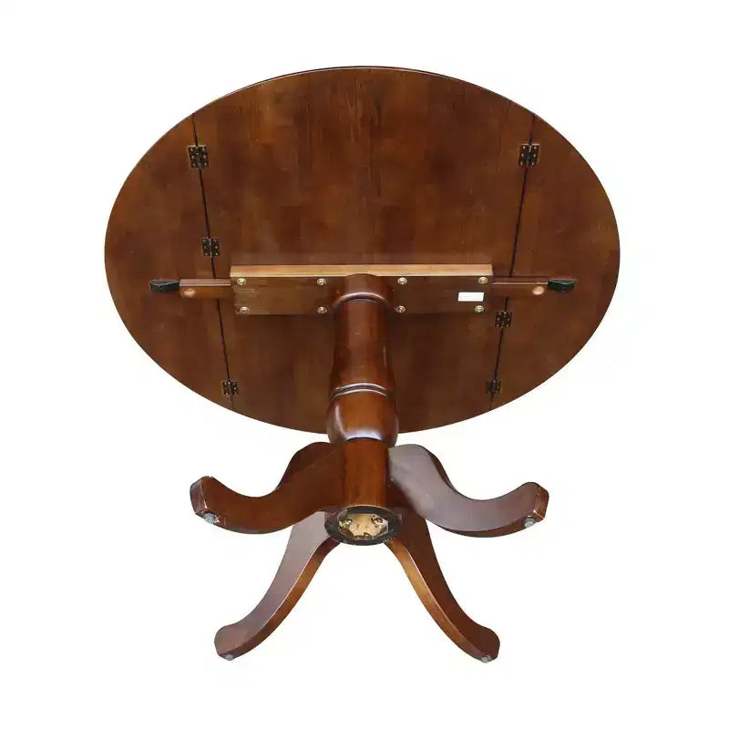 International Concepts Table de salle à manger extensible ovale moderne 29,5 po Lyla avec socle à double rallonge en feuille rabattable, brun expresso : Table de cuisine pour 4 personnes