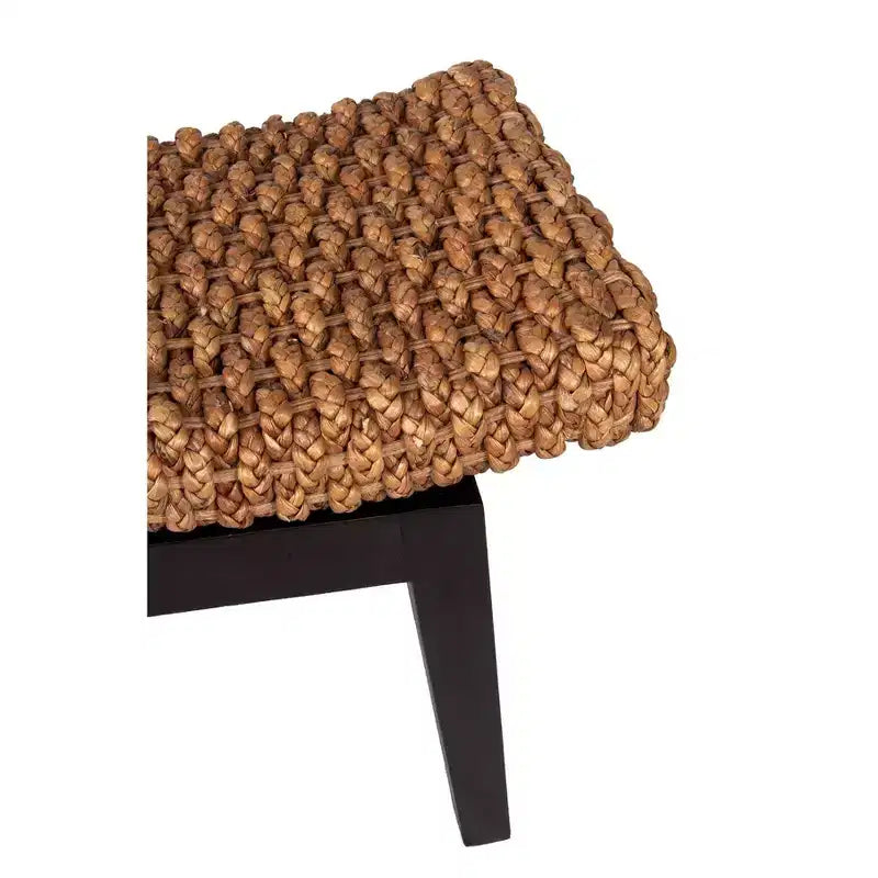 East At Main Myra Hyacinth Bench Brown: Rattan Entryway Ottoman, Narrow, Solid Wood Frame