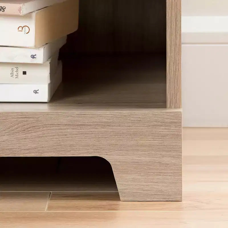 Primo 1 Drawer Nightstand Rustic Oak - South Shore: Metal Handle, Open Shelf Storage