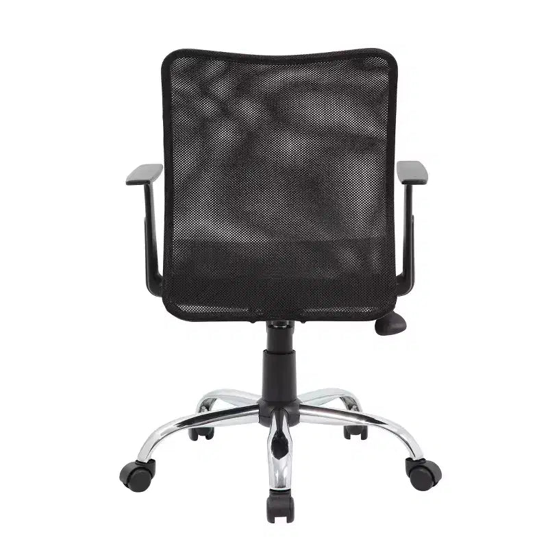 Fixed Arm Budget Mesh Task Chair Black - Boss Office Products: Chrome Base, Pneumatic Lift, Locking Tilt Control