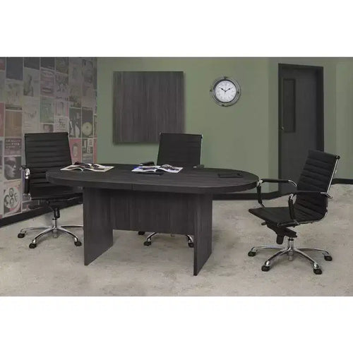 6' Legacy Racetrack Conference Table with Charging Port Ash Gray - Regency: Seats 4-8, Power/Data Ports