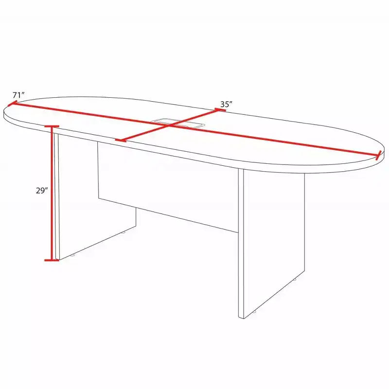 Table de conférence 6' Legacy Racetrack avec port de charge Gris Cendré - Regency : 4-8 places, ports d'alimentation/de données