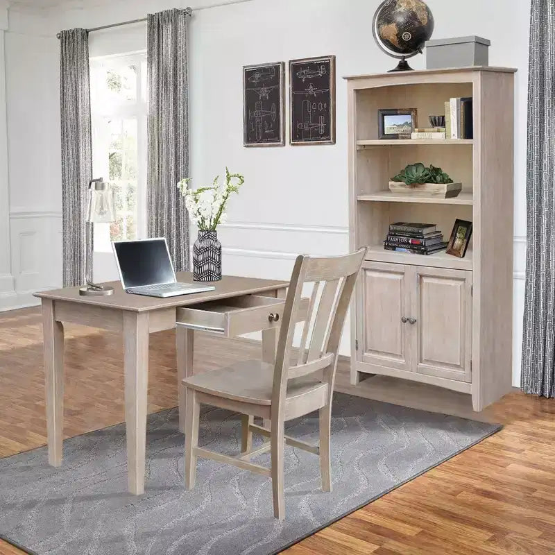 Small Desk with Drawer and Chair Washed Gray/Taupe - International Concepts