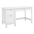 Broadview Computer Desk with Drawers Pure White - Bush Furniture: Mid-Century Modern, MDF, Office Furniture