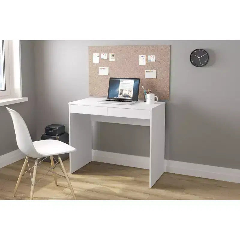 Tijuca 2 Drawer Compact Student Desk White - Polifurniture: Modern Style, Space-Saving Design, Adult Assembly