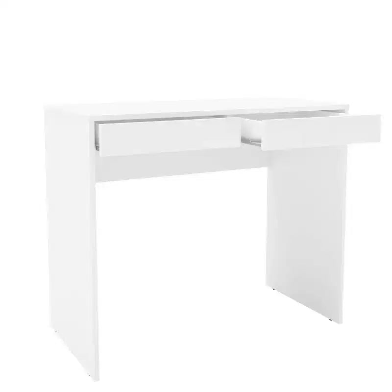 Tijuca 2 Drawer Compact Student Desk White - Polifurniture: Modern Style, Space-Saving Design, Adult Assembly