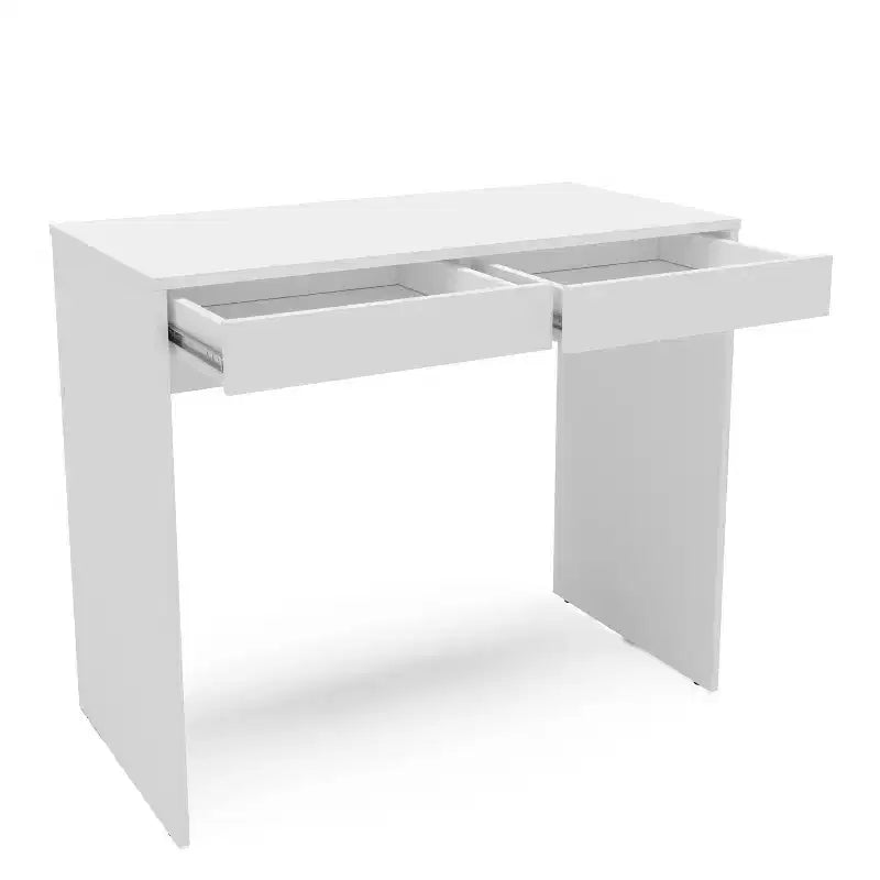 Tijuca 2 Drawer Compact Student Desk White - Polifurniture: Modern Style, Space-Saving Design, Adult Assembly