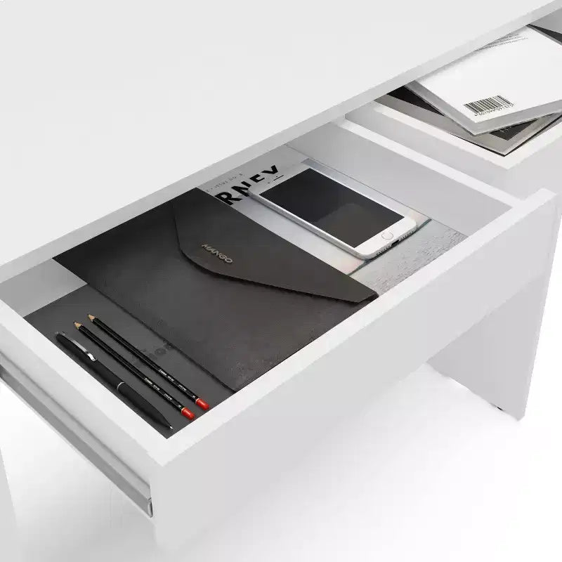 Tijuca 2 Drawer Compact Student Desk White - Polifurniture: Modern Style, Space-Saving Design, Adult Assembly