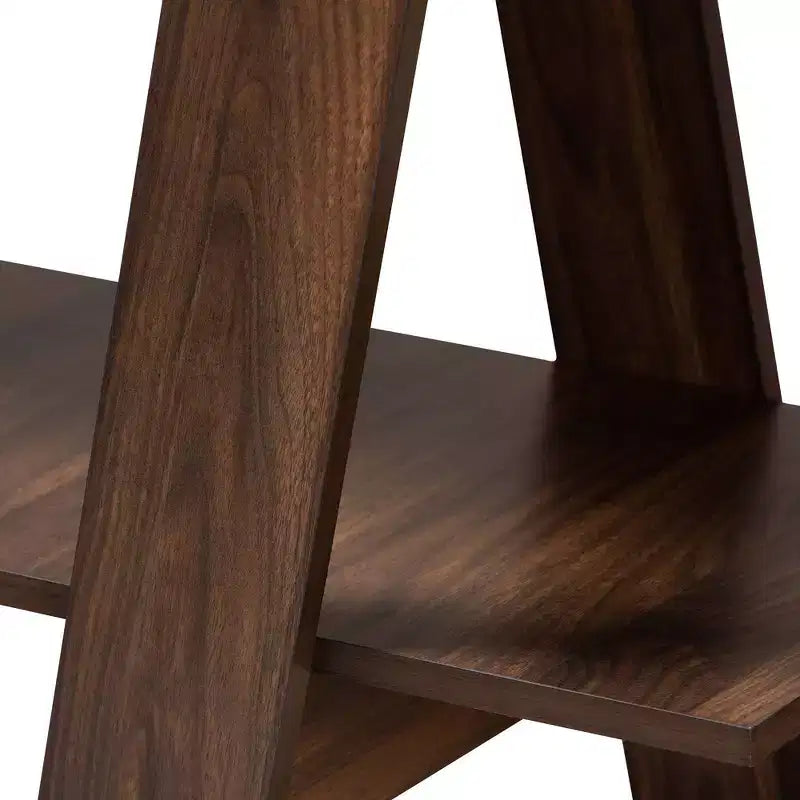 61" 5 Tier Michio Wood Geometric Display Shelf Walnut - Baxton Studio: Sleek, Spacious Storage for Home Office