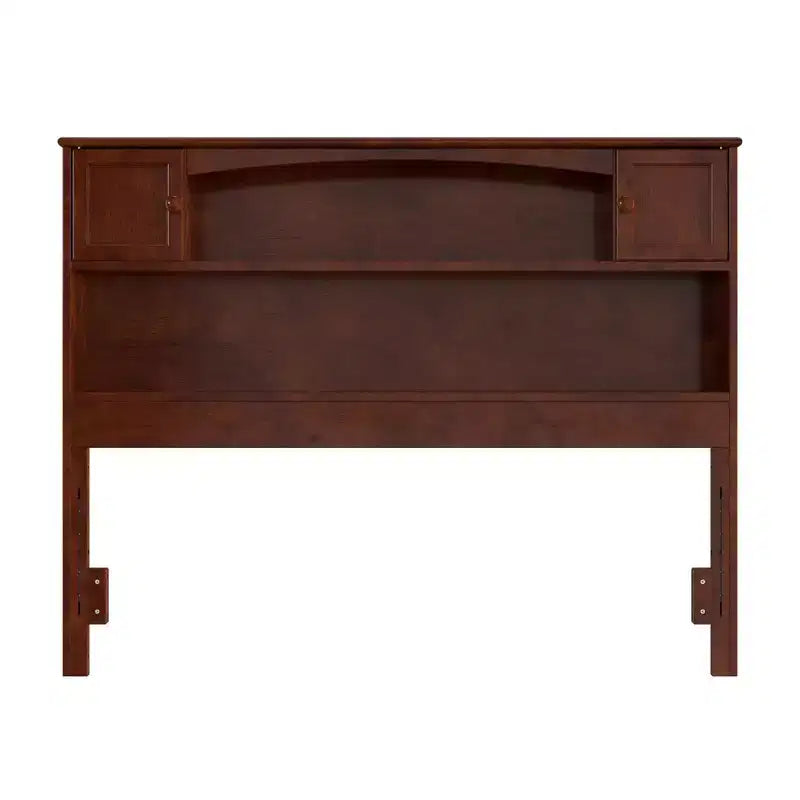 Full Newport Bookcase Headboard Walnut - AFI: Dual Shelves & Concealed Compartments