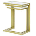 Carolina Living Emil Nesting Table Set Gold: Clear Tempered Glass, Metal Frame, No Assembly Required
