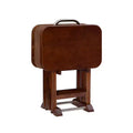 5pc Grant Folding TV Snack Tray Tables Dark Cherry/Chrome - Powell: Set of 4 with Stand, MDF Wood Finish