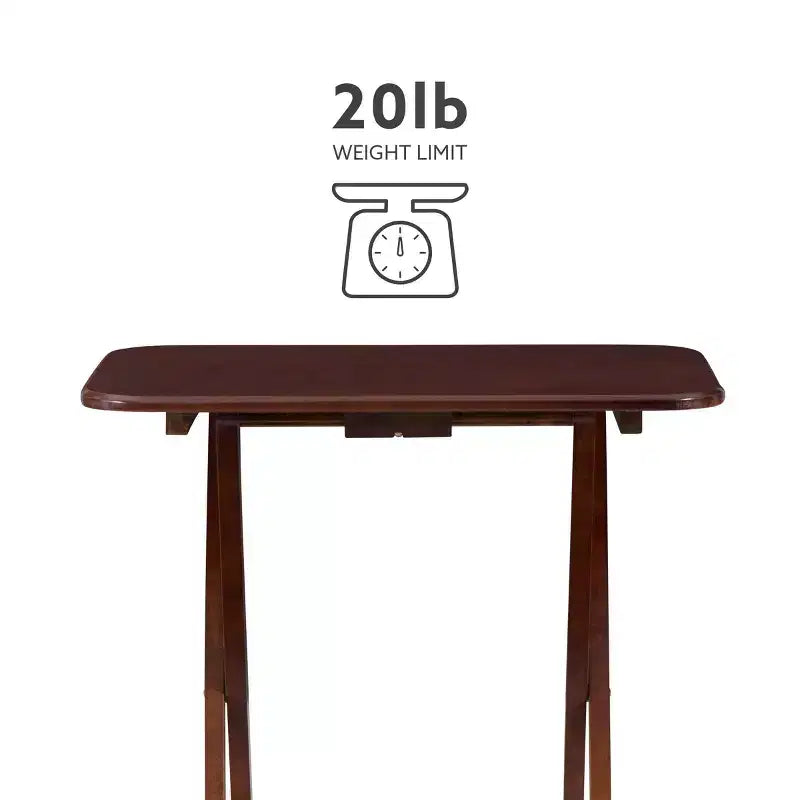 5pc Grant Folding TV Snack Tray Tables Dark Cherry/Chrome - Powell: Set of 4 with Stand, MDF Wood Finish