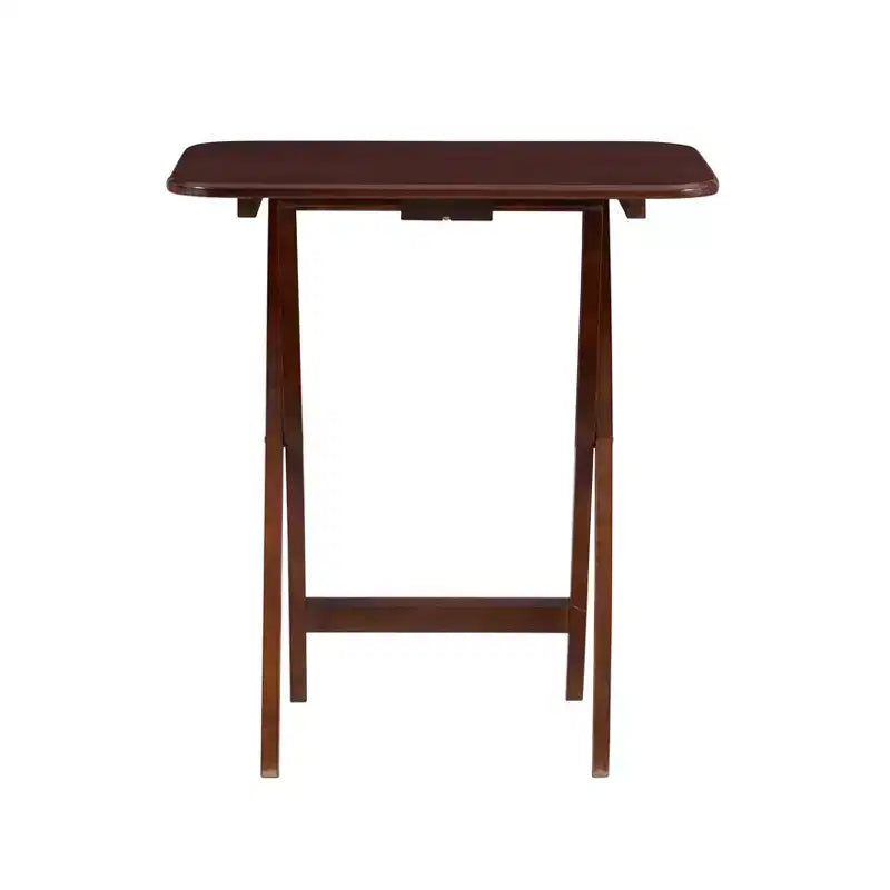 5pc Grant Folding TV Snack Tray Tables Dark Cherry/Chrome - Powell: Set of 4 with Stand, MDF Wood Finish