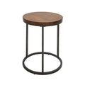 Carolina Living 18" Edie Round Thick Top Accent Table Chestnut Brown/Silver: Metal Frame, Wood Veneer Top, 26" High