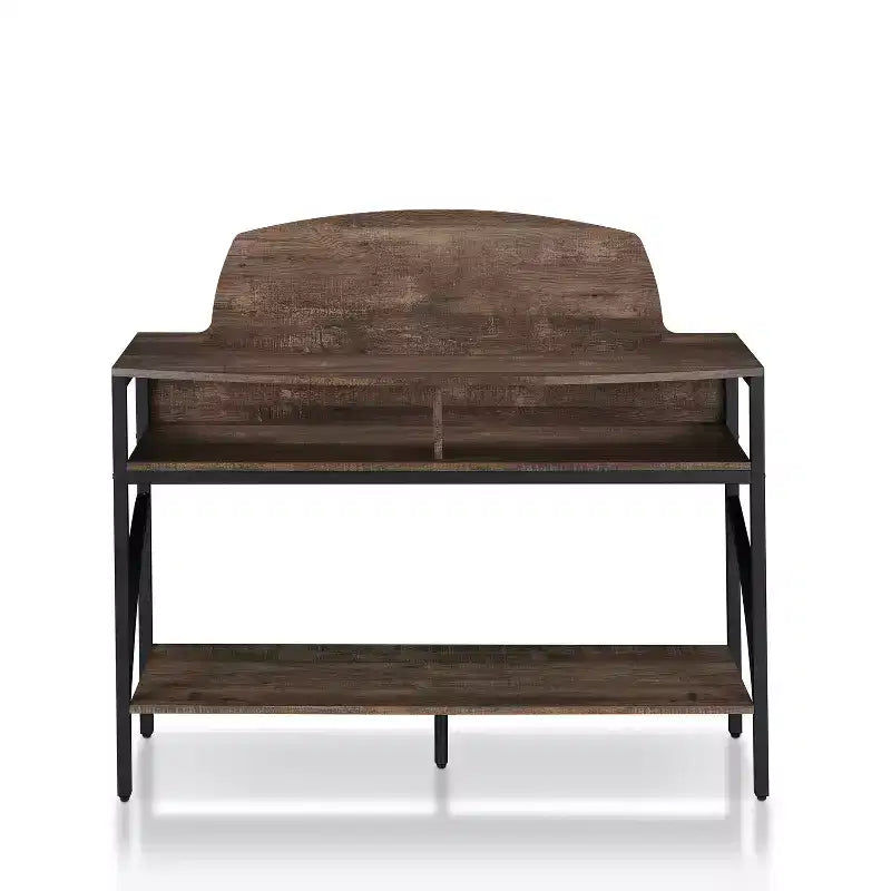 Console Camie en chêne recyclé - miBasics : Meuble d'entrée robuste avec étagères de rangement