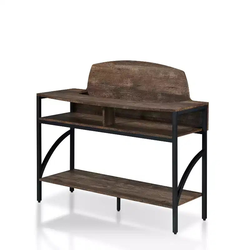 Console Camie en chêne recyclé - miBasics : Meuble d'entrée robuste avec étagères de rangement