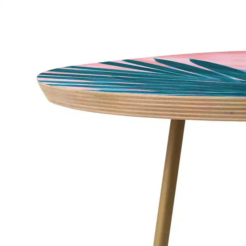 Emanuela Carratoni Palms Side Table with Gold Aston Legs - Deny Designs: Baltic Birch Top, Artist-Designed