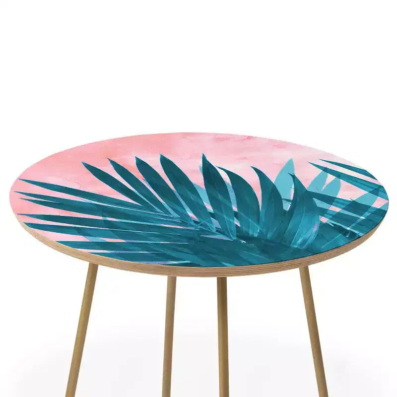 Emanuela Carratoni Palms Side Table with Gold Aston Legs - Deny Designs: Baltic Birch Top, Artist-Designed