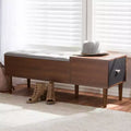 Merrick Mid Century Retro Modern 1 Drawer Light Gray, Brown - Baxton Studio