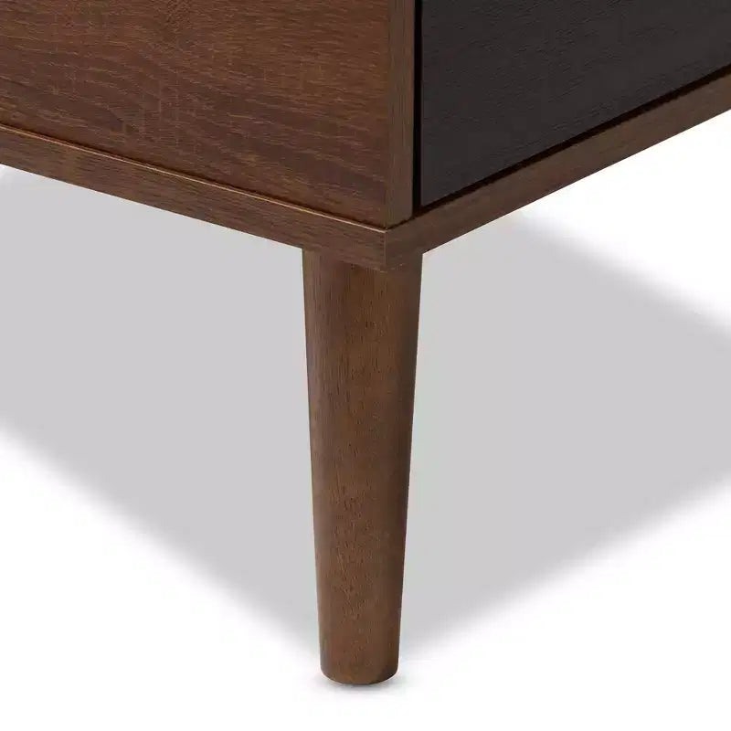 Merrick Mid Century Retro Modern 1 Drawer Light Gray, Brown - Baxton Studio