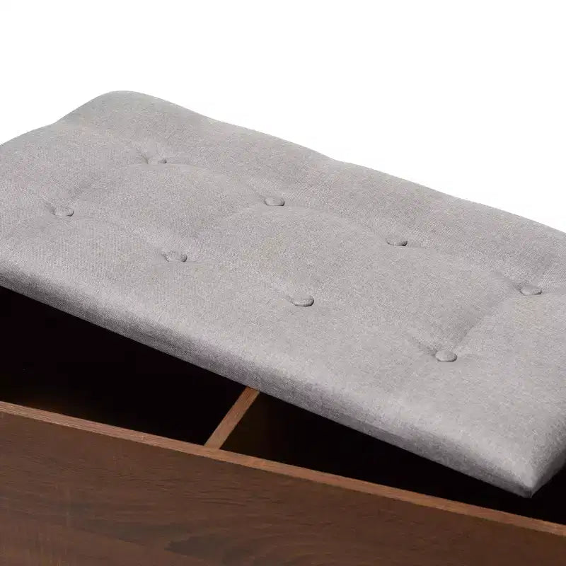 Merrick Mid Century Retro Modern 1 Drawer Light Gray, Brown - Baxton Studio