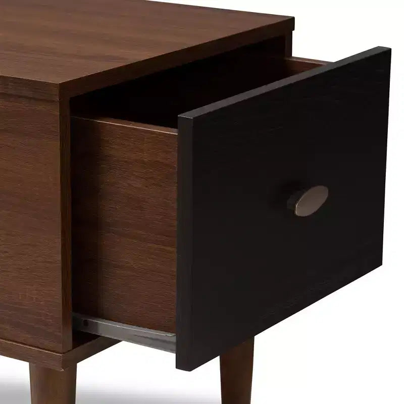 Merrick Mid Century Retro Modern 1 Drawer Light Gray, Brown - Baxton Studio