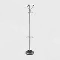 Umbrella Stand & Coat Rack Steel - Adesso: 6 Hooks, Metal Frame, 69" Tall, Water Tray