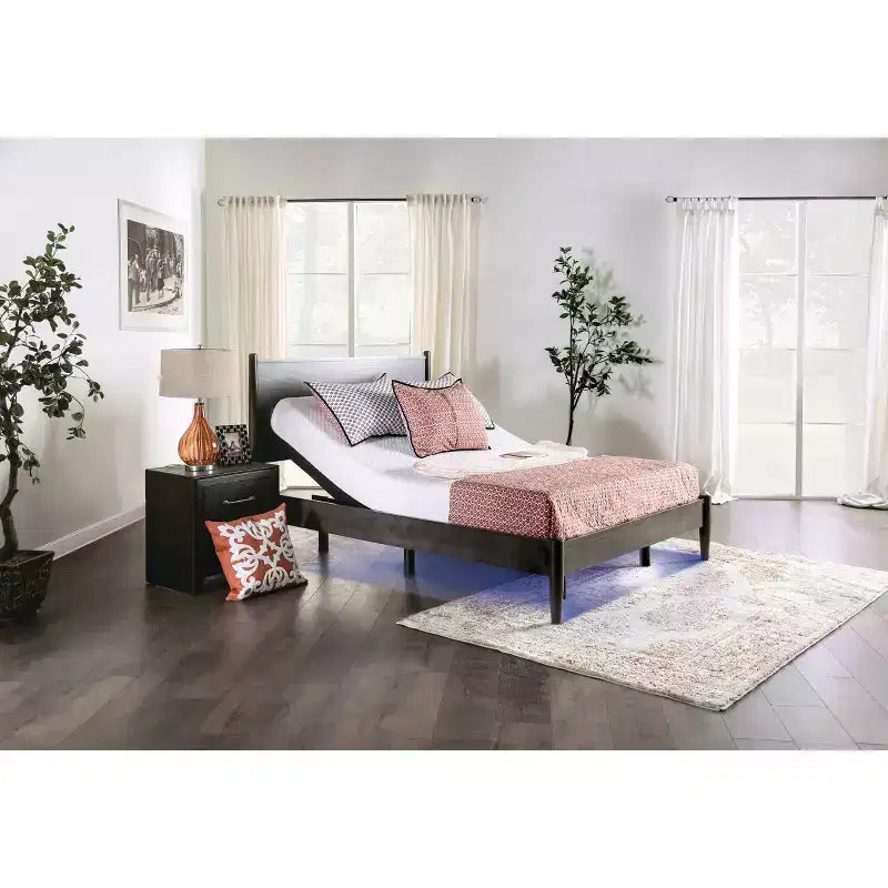 Struttura letto regolabile King Harmony con batteria di riserva - : Porte USB, poliestere, telaio in acciaio
