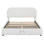 Letto matrimoniale imbottito con contenitore sollevabile - Bianco