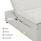 Divano letto a 3 posti 4-in-1 in lino da 72,5 pollici con schienale regolabile su 5 livelli e tasca portaoggetti