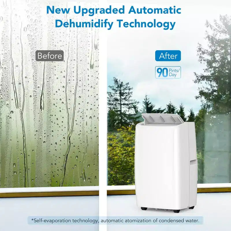 Condizionatore Portatile da 10000 BTU, Climatizzatore Domestico con Telecomando per Stanze fino a 42 m², Funzioni 3-in-1/Timer 24 Ore/Rotelle