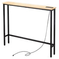 Marrone Ruggine 1pz Tavolo Consolle in Ferro Triamino 100*15*79cm con Prese