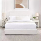 Letto matrimoniale moderno imbottito in bouclé con cassetti contenitori