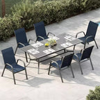 Sedie da patio, Set di 4/6 sedie da pranzo impilabili per esterni in textilene leggero per tutte le stagioni con braccioli per cortile, bordo piscina
