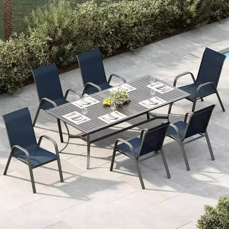 Sedie da patio, Set di 4/6 sedie da pranzo impilabili per esterni in textilene leggero per tutte le stagioni con braccioli per cortile, bordo piscina