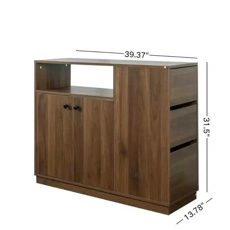GDFStudio Hikaru Credenza Madia Moderna con Ante Scorrevoli in Vetro e Cassetti
