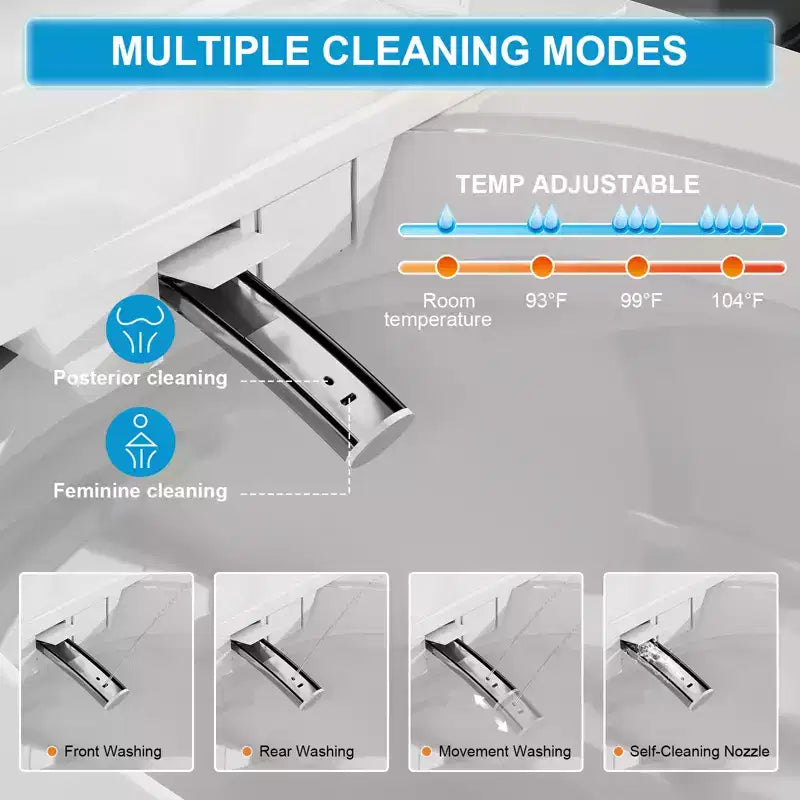 Bidet WC intelligente con coperchio e sedile ad apertura/chiusura automatica, scarico con sensore a pedale, senza serbatoio monoblocco allungato, sedile riscaldato
