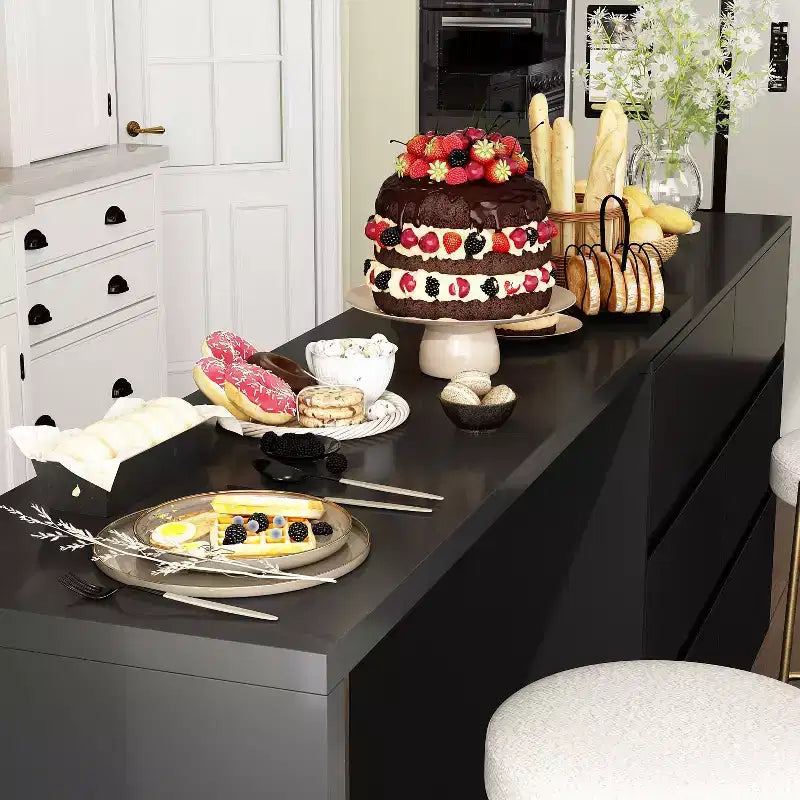 Credenza da buffet intelligente girevole/allungabile con 6 cassetti, piano d'appoggio esteso, tappetino antiscivolo, tavolo da pranzo girevole, isola per cucina/dispensa
