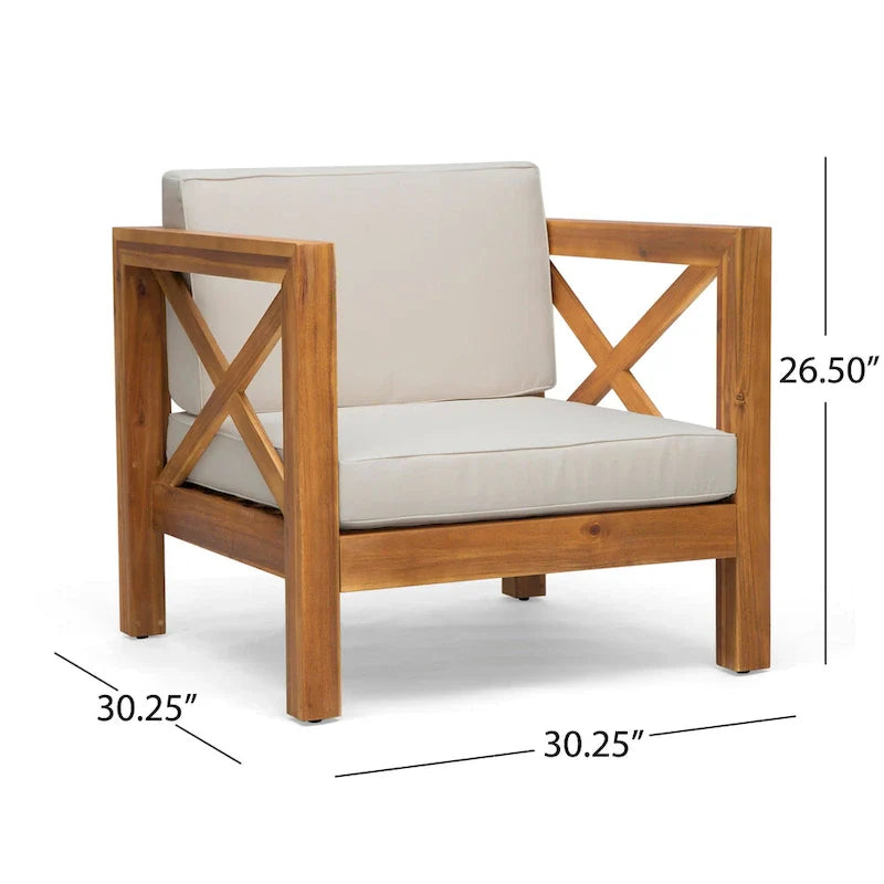 Set da conversazione Brava da 6 pezzi per esterni in legno di acacia di Christopher Knight Home