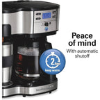 Macchina da caffè 2 in 1 da 12 tazze con caraffa in vetro e singola porzione, Pausa e Servi automatico, Nera