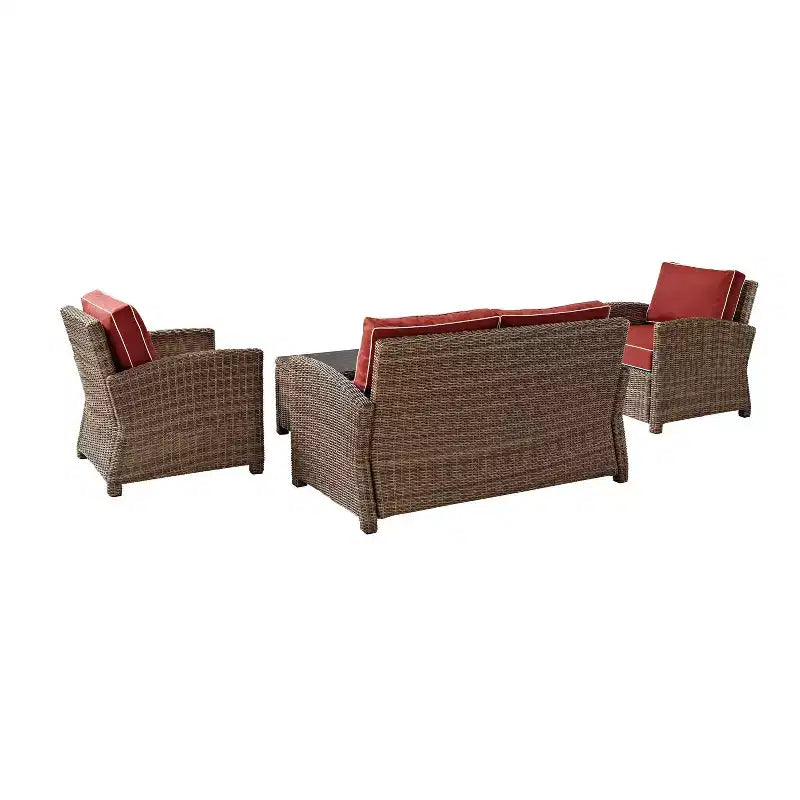 Set da conversazione da esterno a 4 pezzi in vimini Bradenton - Crosley