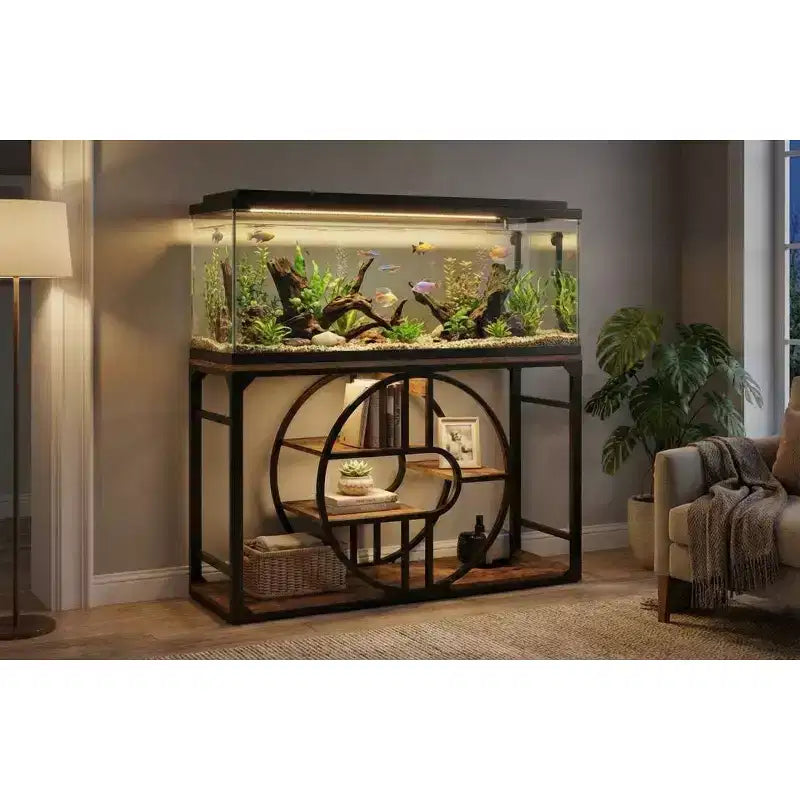 Mobile per Acquario in Metallo da 208-284 Litri, Supporto per Acquario Resistente con Armadietto, Mobile per Acquario a Più Livelli con Gambe Rinforzate, Adatto