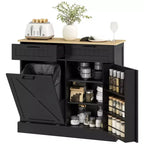 HOMCOM Mobiletto Pattumiera Inclinabile con Cassetti, Mobile Contenitore da Cucina Stile Farmhouse con Pattumiera Nascosta