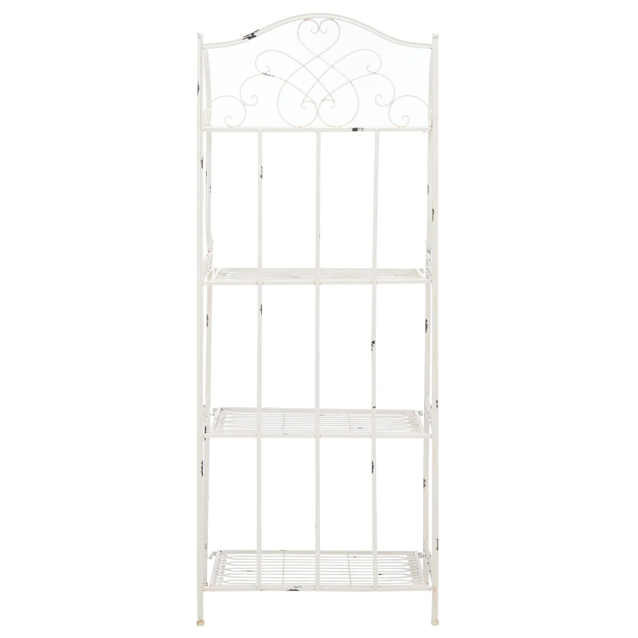 SAFAVIEH Bryn Étagère de boulanger d'extérieur victorienne en fer forgé à 4 niveaux - 63,5 cm l x 38,1 cm P x 160 cm H - 25L x 15P x 63H