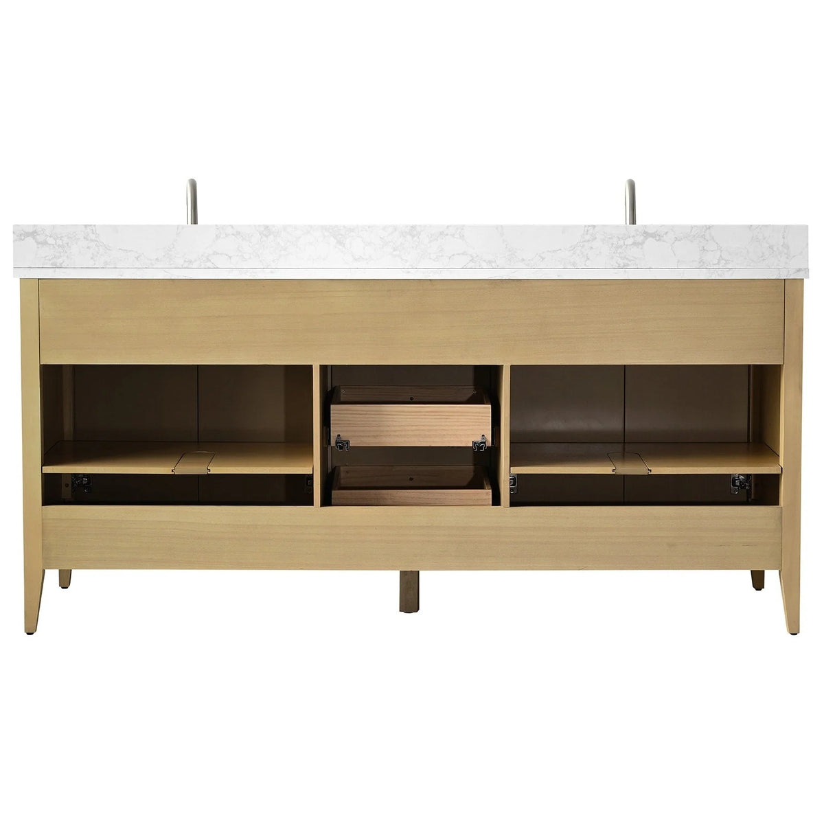 Mobile lavabo doppio Vanity Art 72 per bagno, con top in marmo tecnico